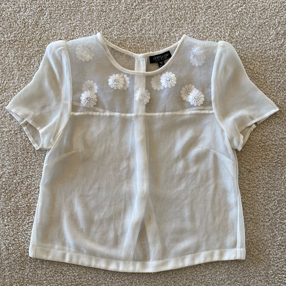 Topshop White Sheer Blouse